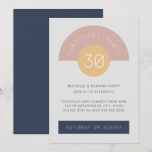 Mid Century Modern Grijs Blauw Geo 30e verjaardag Kaart (Voorkant / Achterkant)