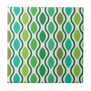 Mid Century Modern Groen Blauwgroen Ogeepatroon Tegeltje