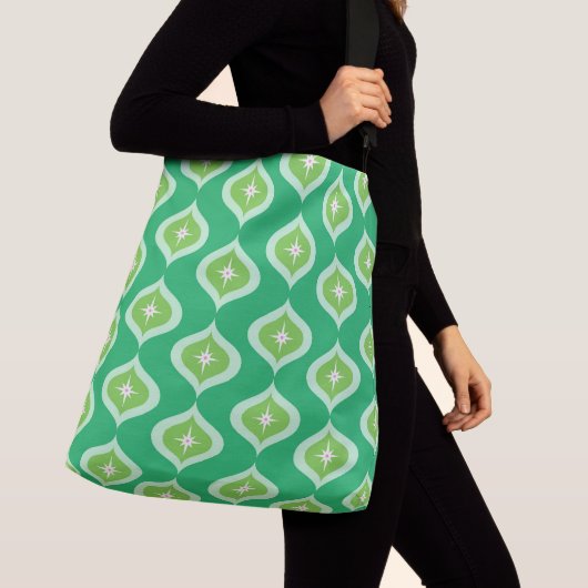 Mid Century Modern Groen Geometrisch Kerstmis Crossbody Tas (Dichtbij)