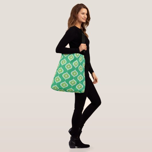 Mid Century Modern Groen Geometrisch Kerstmis Crossbody Tas (Op model)