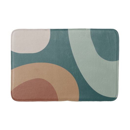 Mid Century Modern Grote Vormen Meerkleurig Blauwg Badmat (Voorkant)