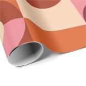 Mid Century Modern Half Circles Roze Bruin Sinaasa Cadeaupapier (Rol Hoek)