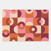 Mid Century Modern Half Circles Roze Bruin Sinaasa Inpakpapier Vel (Voorkant 3)