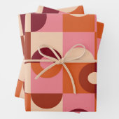 Mid Century Modern Half Circles Roze Bruin Sinaasa Inpakpapier Vel (In situ)