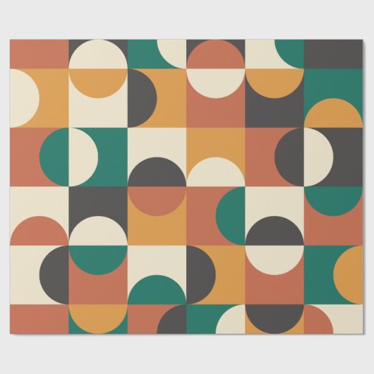 Mid Century Modern Half cirkelt groen en sinaasapp Cadeaupapier (Vlak)