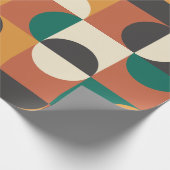 Mid Century Modern Half cirkelt groen en sinaasapp Cadeaupapier (Hoek)