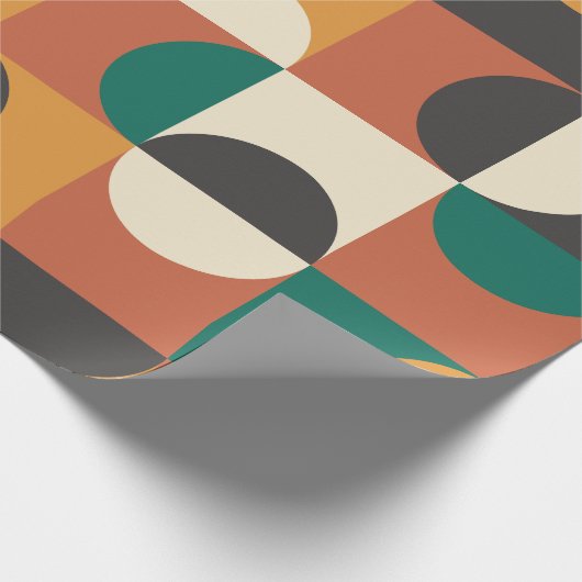 Mid Century Modern Half cirkelt groen en sinaasapp Cadeaupapier (Hoek)