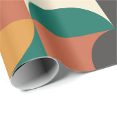 Mid Century Modern Half cirkelt groen en sinaasapp Cadeaupapier (Rol Hoek)