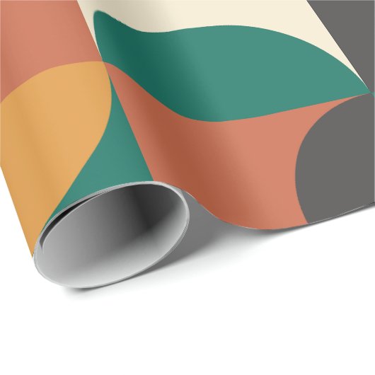 Mid Century Modern Half cirkelt groen en sinaasapp Cadeaupapier (Rol Hoek)