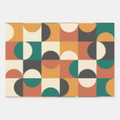 Mid Century Modern Half cirkelt groen en sinaasapp Inpakpapier Vel (Voorkant 3)