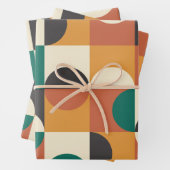 Mid Century Modern Half cirkelt groen en sinaasapp Inpakpapier Vel (In situ)