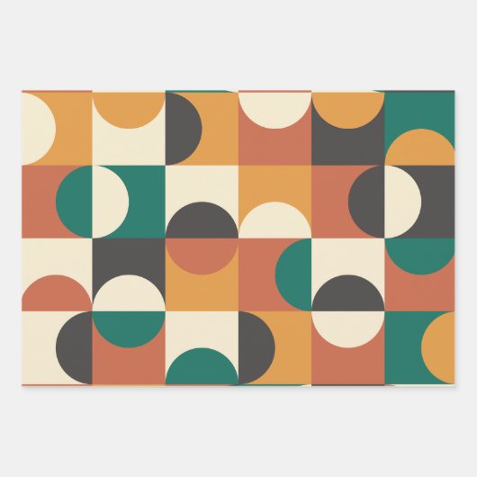 Mid Century Modern Half cirkelt groen en sinaasapp Inpakpapier Vel (Voorkant)