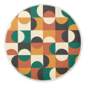 Mid Century Modern Half cirkelt groen en sinaasapp Keramische Knop (Voorkant)