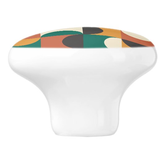 Mid Century Modern Half cirkelt groen en sinaasapp Keramische Knop (Zijkant)