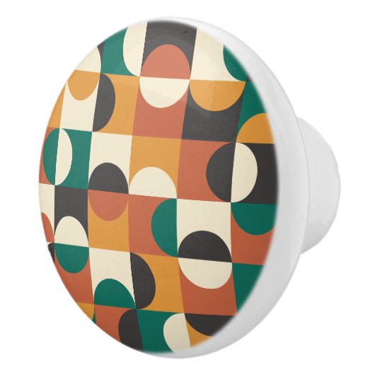 Mid Century Modern Half cirkelt groen en sinaasapp Keramische Knop (Rechts)