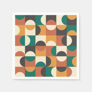 Mid Century Modern Half cirkelt groen en sinaasapp Servet
