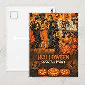 Mid Century Modern Halloween Martini Feest Briefkaart (Voorkant / Achterkant)