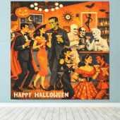 Mid Century Modern Halloween Martini Feest Canvas Afdruk (Insitu (Houten vloer))