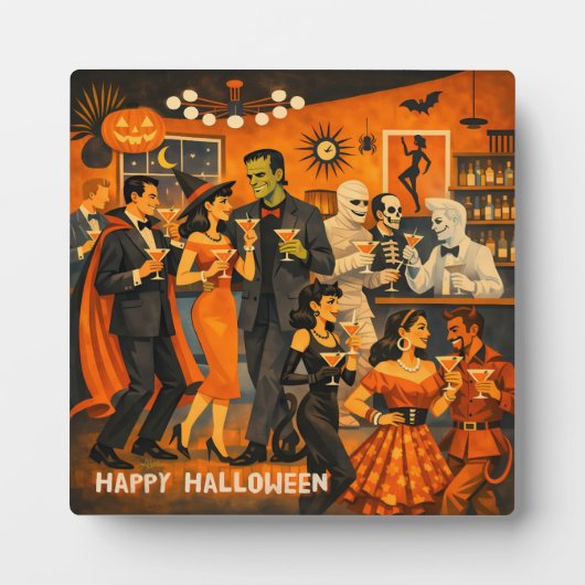 Mid Century Modern Halloween Martini Feest Fotoplaat (Voorkant)