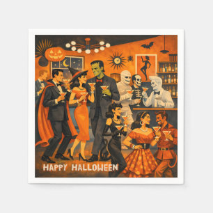 Mid Century Modern Halloween Martini Feest Servet