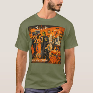 Mid Century Modern Halloween Martini Feest T-shirt