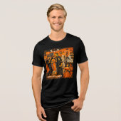 Mid Century Modern Halloween Martini Feest Tri-Blend Shirt (Voorkant volledig)