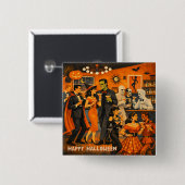 Mid Century Modern Halloween Martini Feest Vierkante Button 5,1 Cm (Voorkant /achterkant)