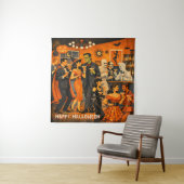 Mid Century Modern Halloween Martini Feest Wandkleed (In situ)