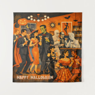 Mid Century Modern Halloween Martini Feest Wandkleed