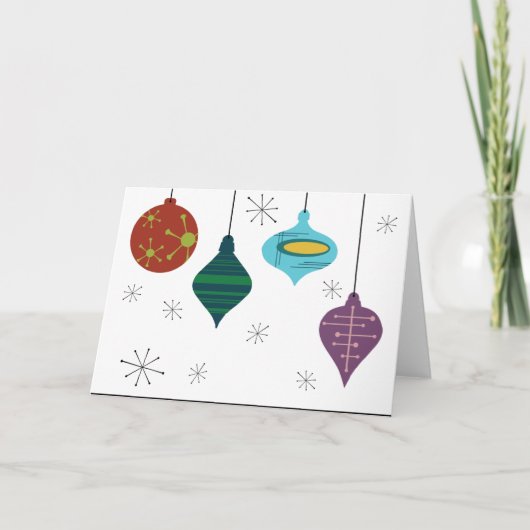 Mid-Century Modern Hanging Holiday Ornament Bulbs Feestdagen Kaart (Voorkant)
