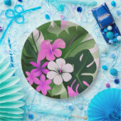 Mid-Century Modern Hawaiian Hibiscus and Plumeria Papieren Bordje (Feest)