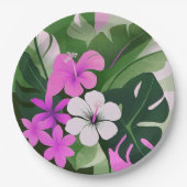 Mid-Century Modern Hawaiian Hibiscus and Plumeria Papieren Bordje (Voorkant)