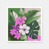 Mid-Century Modern Hawaiian Hibiscus and Plumeria Servet (Voorkant)