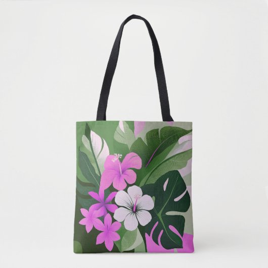 Mid-Century Modern Hawaiian Hibiscus Beach Bag Tote Bag (Voorkant)