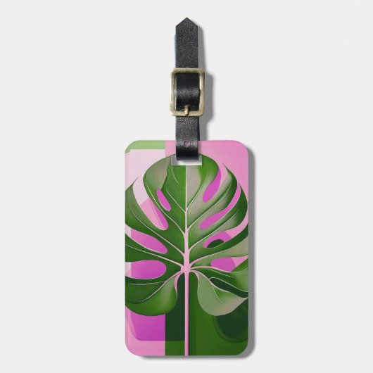 Mid-Century Modern Hawaiian Monstera Leaf  Bagagelabel (Voorkant verticaal)