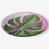Mid-Century Modern Hawaiian Monstera Leaf Papieren Bordje (Gekanteld)