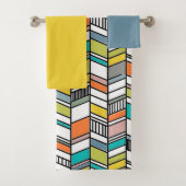 Mid-Century Modern Herringbone Bath Towel Set Bad Handdoek (Insitu)