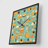 Mid-Century Modern Hipster Kitchen-instrumenten Vierkante Klok (Hoek)