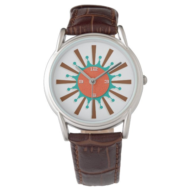 Mid-Century Modern horloge - Grafische spaken (Voorkant)