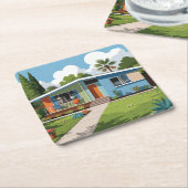 Mid Century Modern House Onderzetter Set (Schuin)