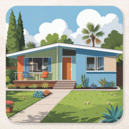 Mid Century Modern House Onderzetter Set