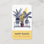 Mid Century Modern House Plant geel en blauw Visitekaartje (Voorkant)