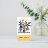 Mid Century Modern House Plant geel en blauw Visitekaartje (Staand voorkant)