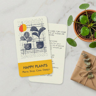 Mid-Century Modern House Plant Geel en Navy Visitekaartje