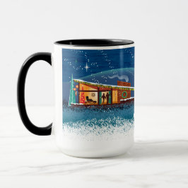 Mid-Century Modern Houses Christmas Scene Mok