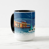 Mid-Century Modern Houses Christmas Scene Mok (Voorkant links)