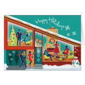 Mid Century Modern Huis Kerst Kaart (Voorkant Horizontaal)