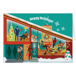 Mid Century Modern Huis Kerst Kaart - Gay Mannen