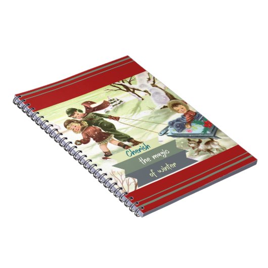 Mid Century Modern Illustratie Winter Notitieboek (Rechterzijde)