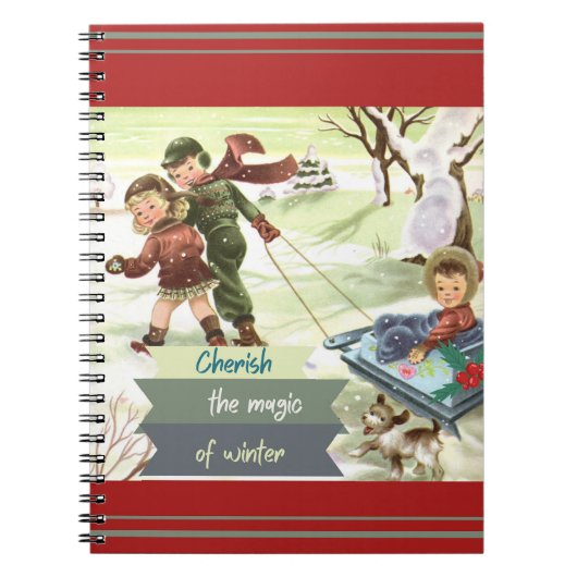 Mid Century Modern Illustratie Winter Notitieboek (Voorkant)